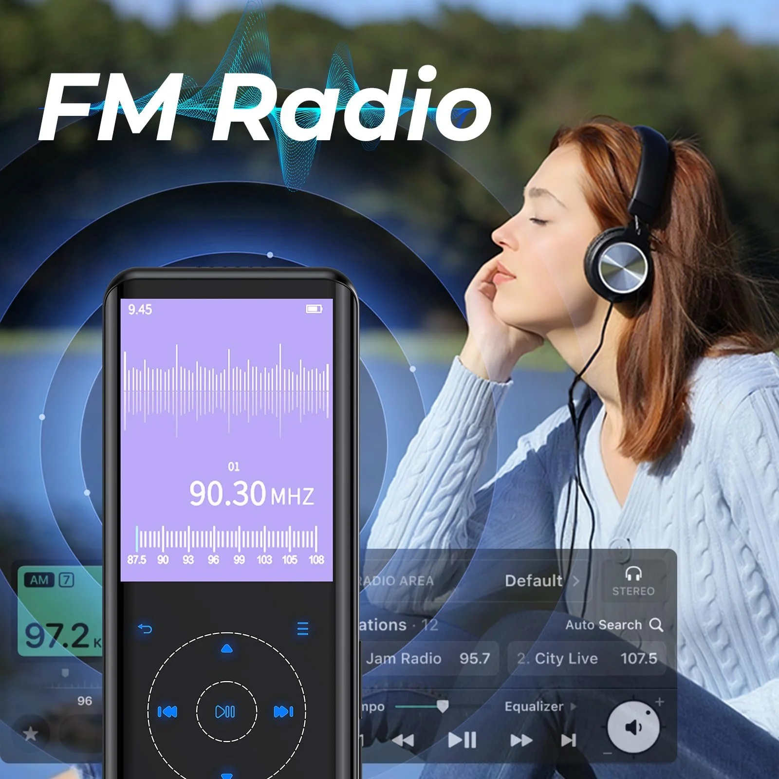 MP3-плеер Tihoosky 64 GB Bluetooth 5.3, HiFi, встроенный динамик HD, сенсорная кнопка, диктофон, до 128 GB, черный, фото №6