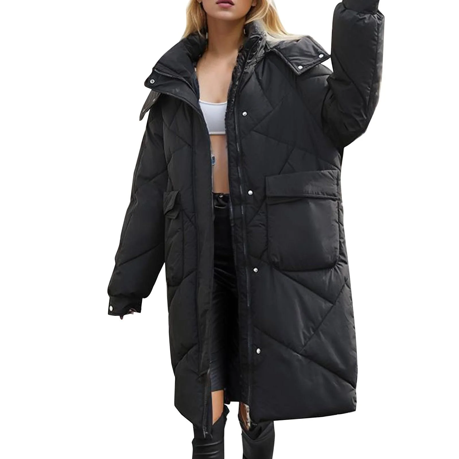 Пуховик Черный Блестящий, фото №2