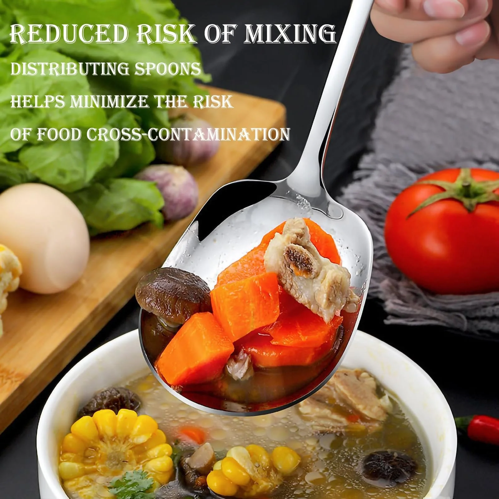 Набор больших сервировочных ложек 4 шт нержавеющая сталь, фото №6