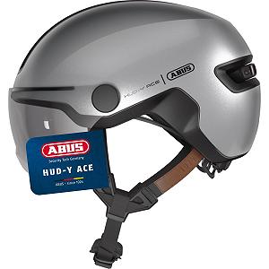 Шлем ABUS City HUD-Y ACE с козырьком и магнитной перезаряжаемой светодиодной задней подсветкой - Фото 1