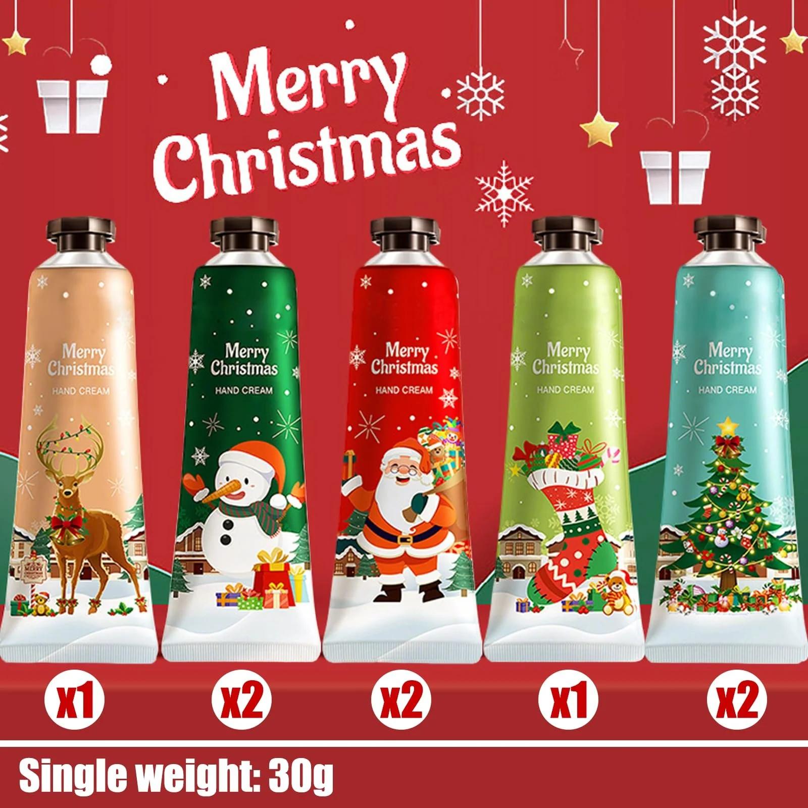 Набор кремов для рук Подарочный Рождественский 8 штук 30 г, фото №2