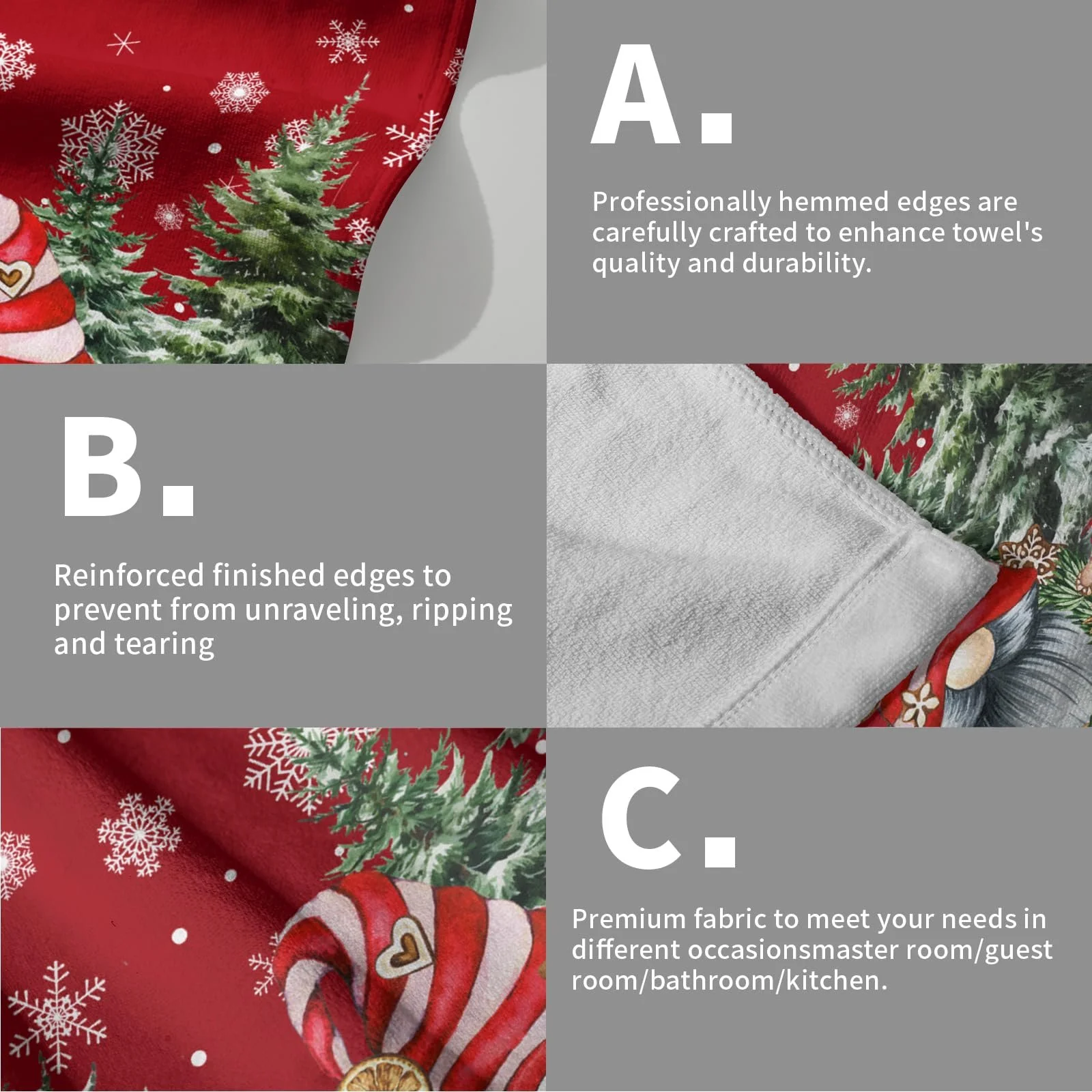 Рушники Christmas Towel Cute Gnomes Набір 2 шт. 14 x 28 дюймів Зимові гноми, фото №5