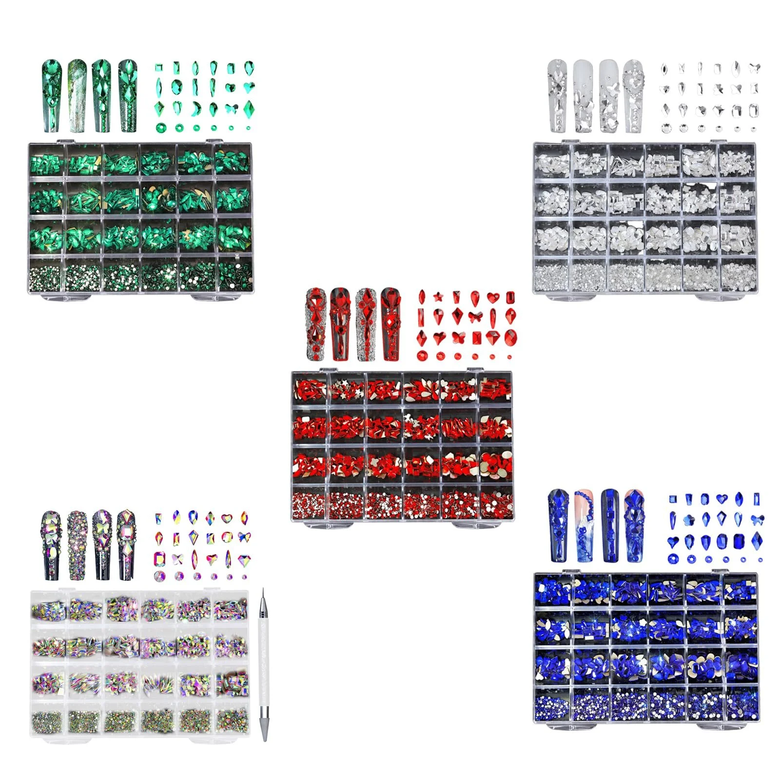 Стрази для нігтів Набір Різних Форм Скло, фото №5