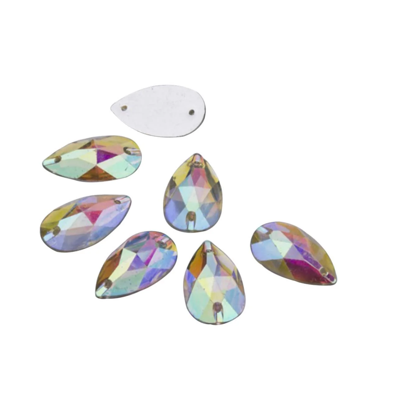 Стрази Housoutil Форма водоспаду, плоска задня частина, з епоксидної смоли, AB-кольору, для пришивання або приклеювання, для дизайну костюмів, рукоділля та декору, фото №4