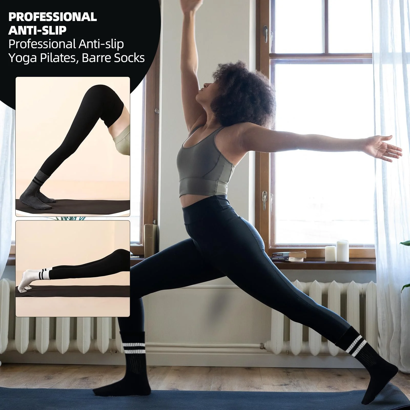 Шкарпетки для йоги JCZANXI з нековзними вставками для жінок, фото №6