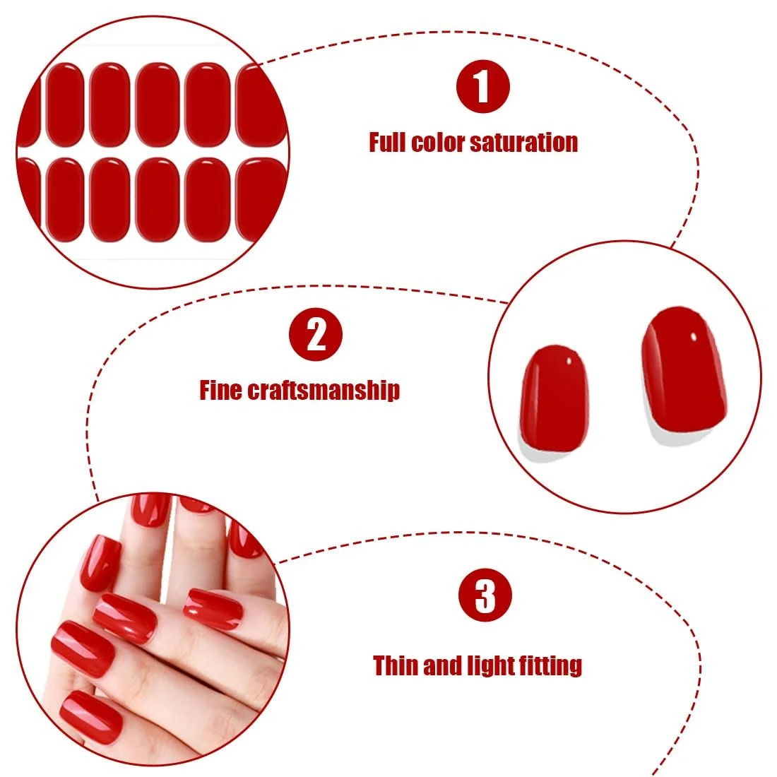 Наклейки для ногтей Гель-лак UV/LED Cured 16 шт. Red, фото №3 Наклейки для ногтей Гель-лак UV/LED Cured 16 шт. Red, фото №3
