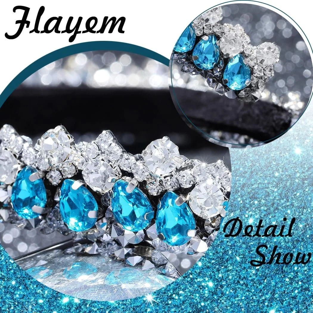 Обруч для волосся зі стразами Glitter Blue Crystal Тонкий, фото №3