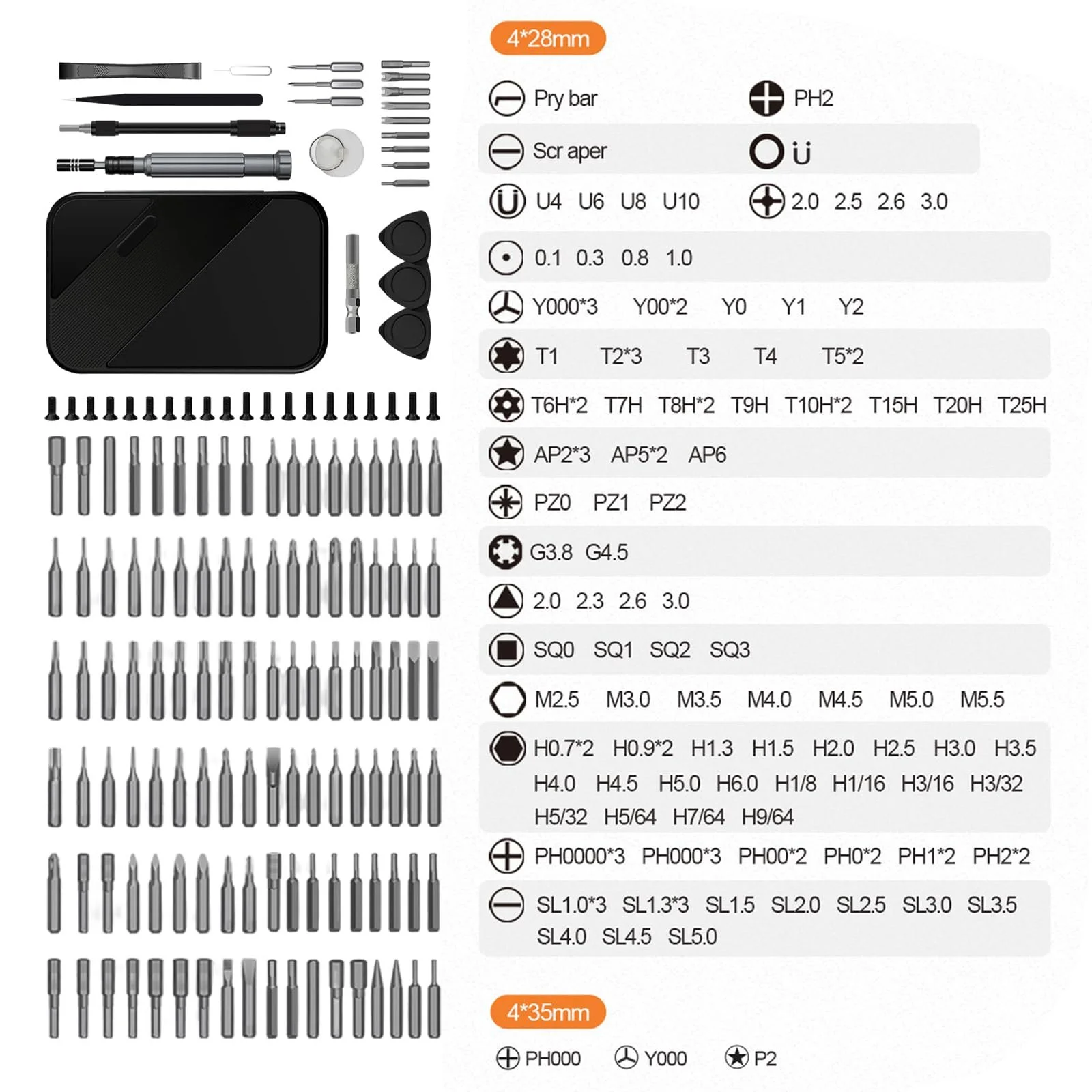 Набір викруток для прецизійної механіки 150 в 1 S2 з алюмінієвою рукояткою міні, фото №2