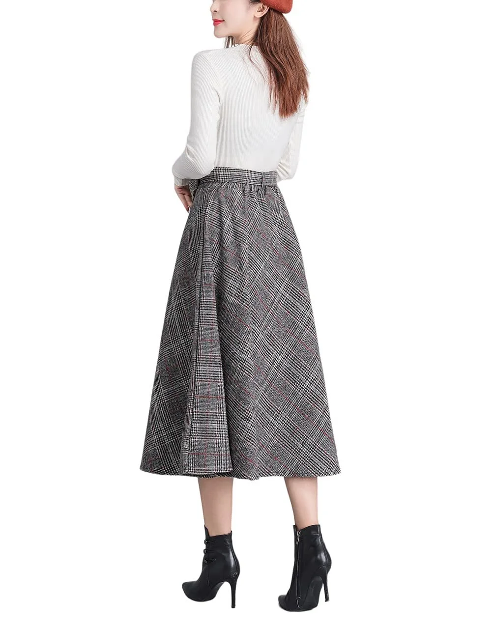 Спідниця Вінтаж Міді Еластична Висока талія До коліна Плісирована, фото №2