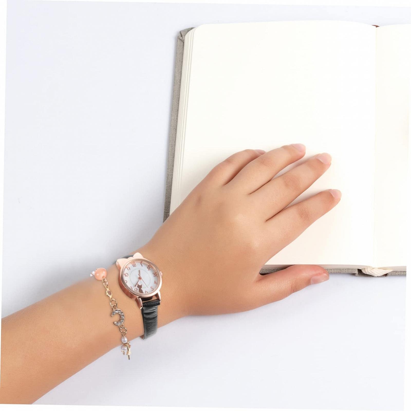 Жіночий кварцовий годинник PartyKindom з браслетом, шкіряний ремінець, фото №6