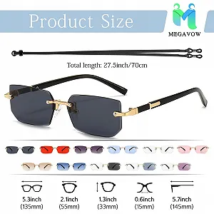 Сонцезахисні окуляри Без оправи MEGAVOW Прямокутні synthetic.ua - Фото 1