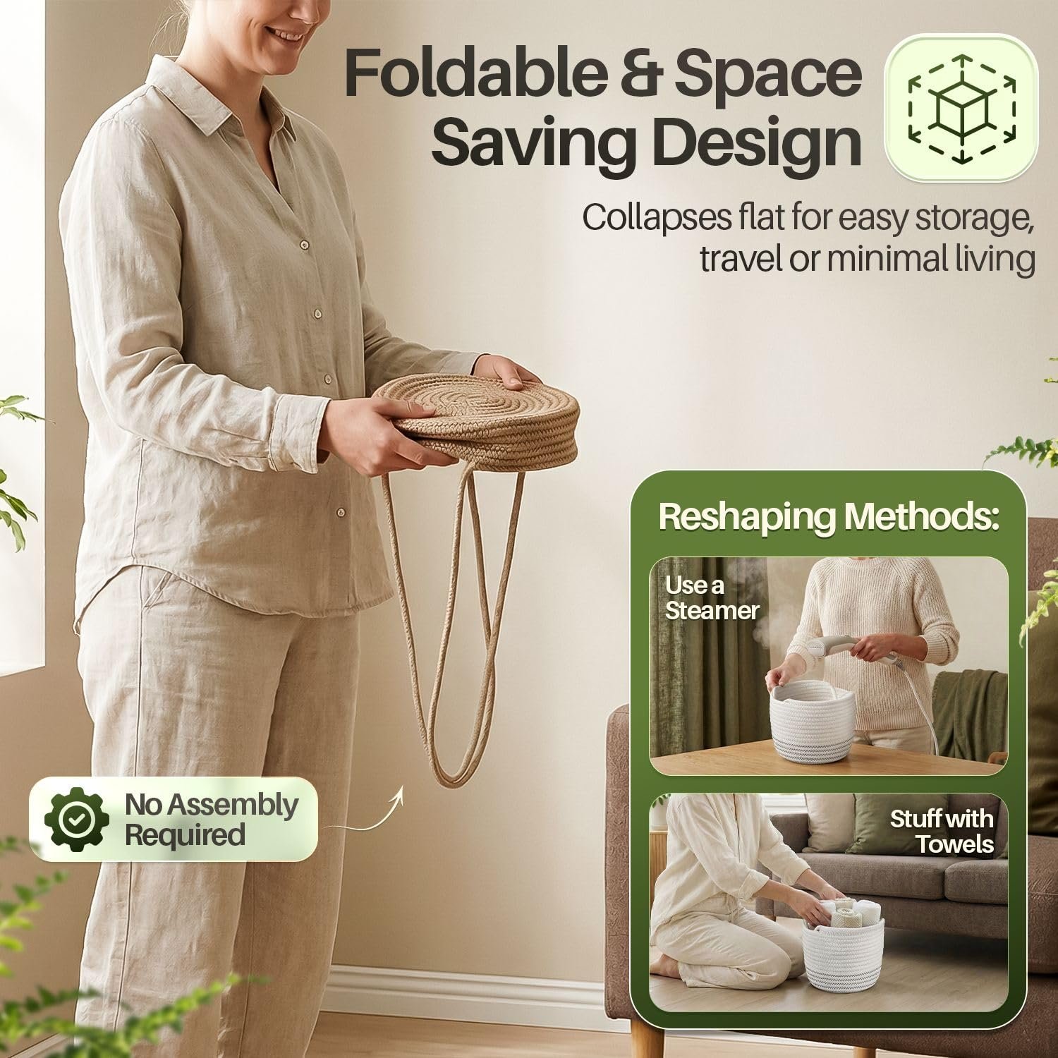 Підвісний кошик для рослин Flexzion Набір з 2 шт. Бавовняна мотузка Макраме 20 дюймів Білий, фото №4 Підвісний кошик для рослин Flexzion Набір з 2 шт. Бавовняна мотузка Макраме 20 дюймів Білий, фото №4