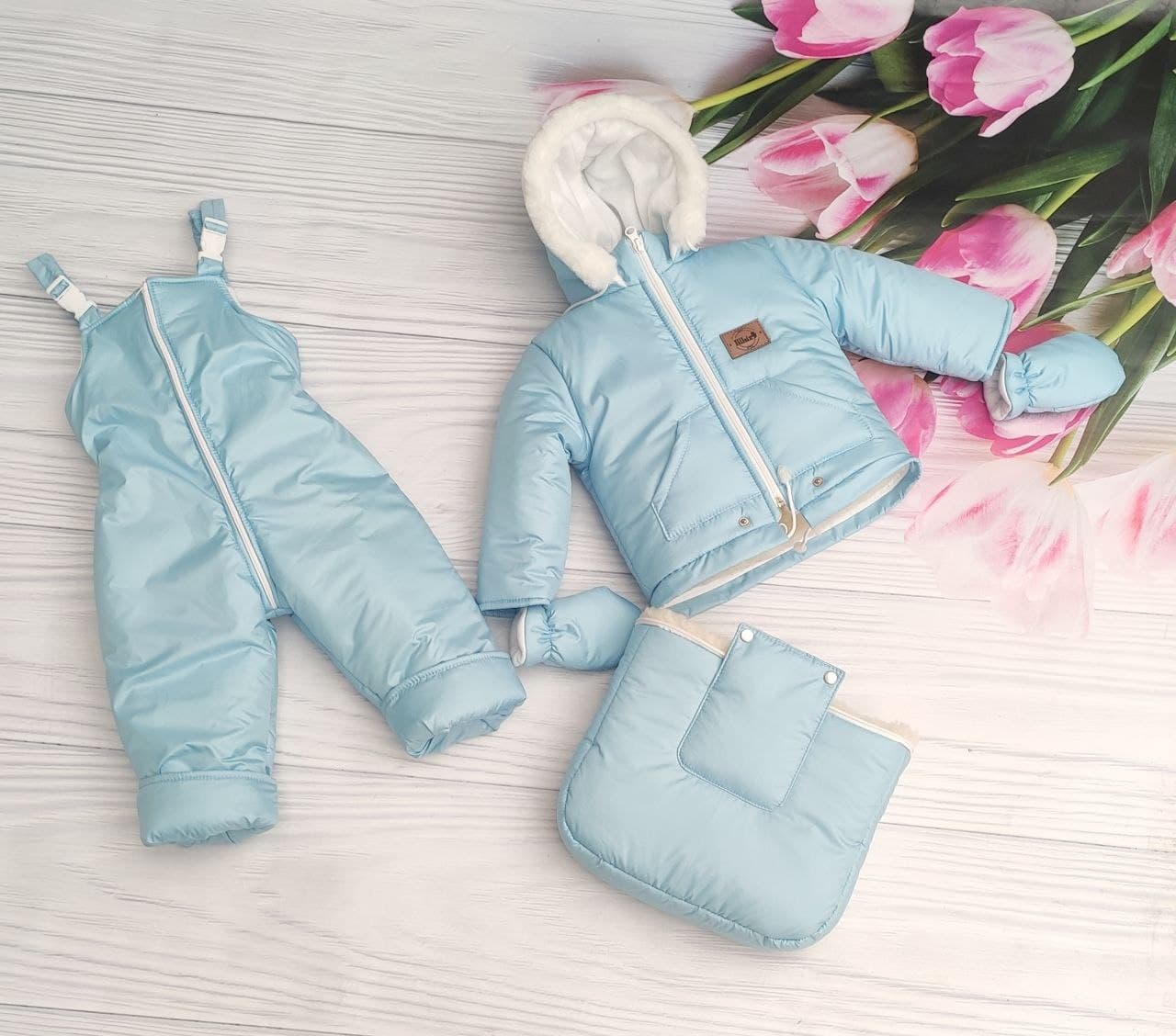 Дитячий зимовий комбінезон 3в1: конверт, куртка, штани блакитною (EL00013), фото №2 Дитячий зимовий комбінезон 3в1: конверт, куртка, штани блакитною (EL00013), фото №2