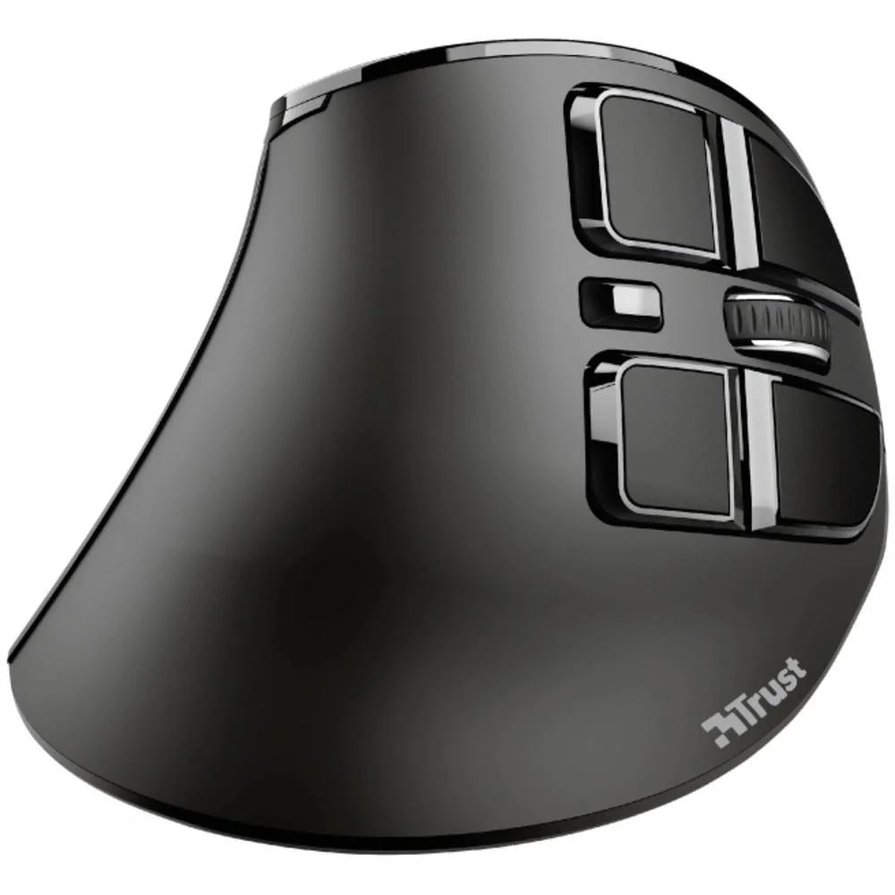 Бездротова вертикальна миша Trust Voxx / USB / Bluetooth / Радіоканал / 2400 DPI / 9 кнопок / Підсвітка / LED-дисплей / Чорна, фото №3 Бездротова вертикальна миша Trust Voxx / USB / Bluetooth / Радіоканал / 2400 DPI / 9 кнопок / Підсвітка / LED-дисплей / Чорна, фото №3