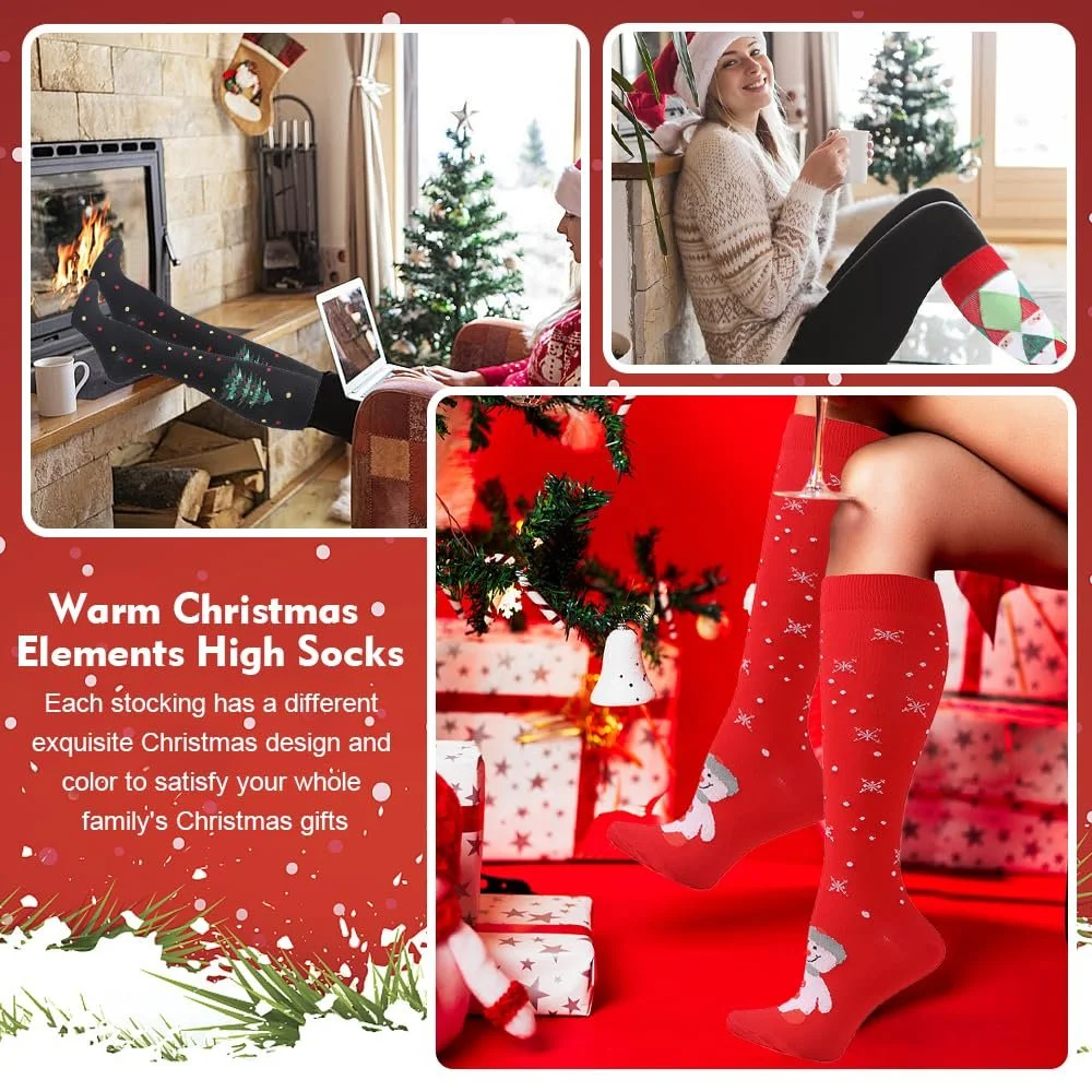 Рождественские носки, 6 пар, разноцветные, смешные носки, унисекс, рождественские носки, теплые носки, рождественский подарок, носки для кровати для мужчин и женщин, размер 35-42, разноцветные, фото №6