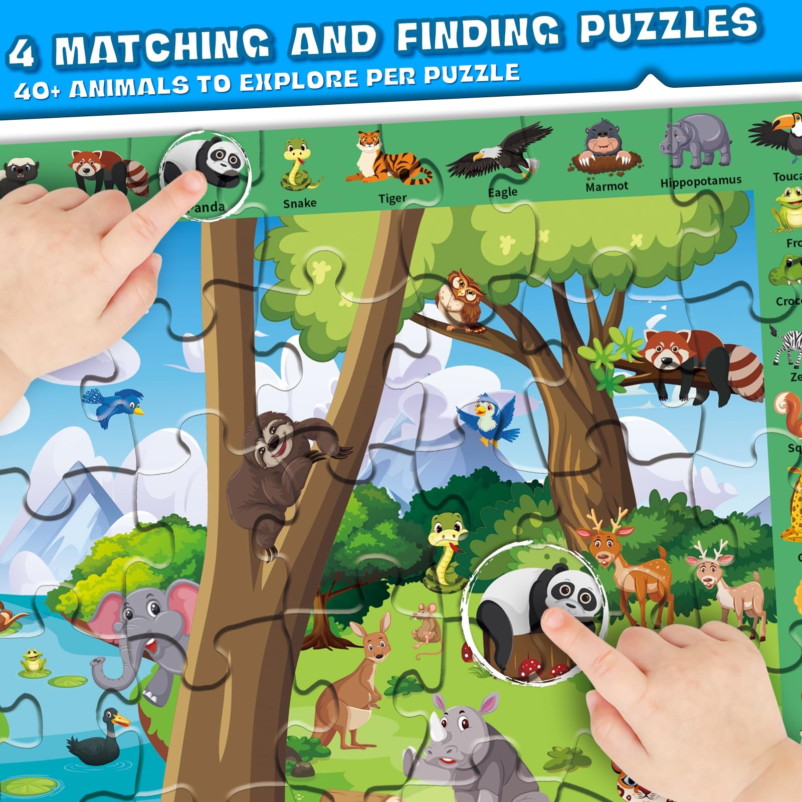 Пазлы для детей 4 x 60 деталей Динозавры Ферма Лесные животные Морской мир, фото №5 Пазлы для детей 4 x 60 деталей Динозавры Ферма Лесные животные Морской мир, фото №5