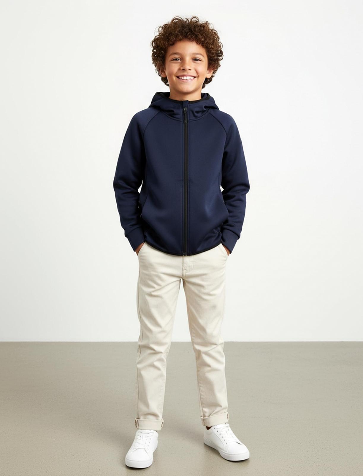 Худи PatPat с капюшоном на молнии для мальчиков, 6-12 лет, легкая осенняя зимняя толстовка, дышащая, мягкая, серая, темно-синяя, черная, фото №2