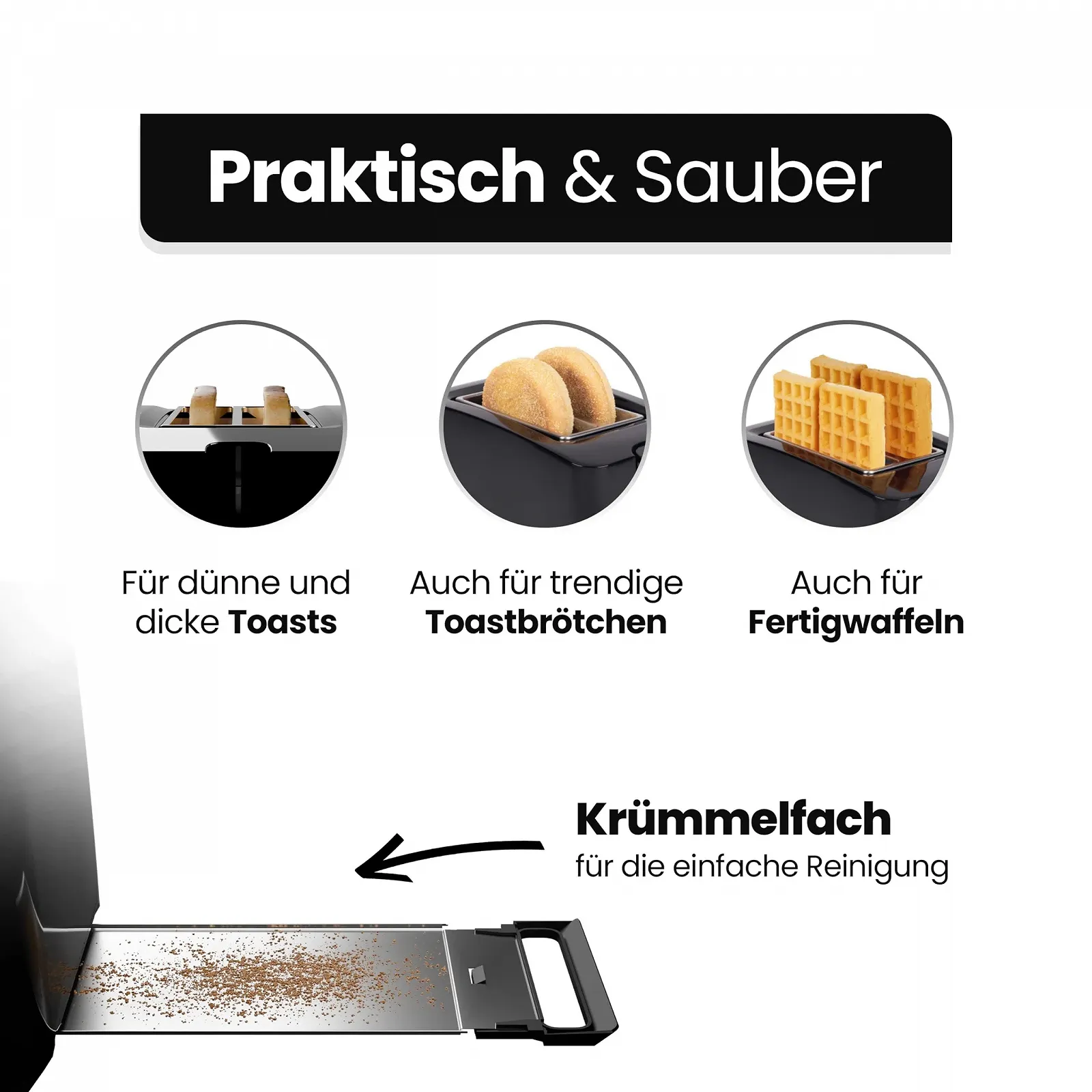 Тостер Bomann TA 6065 CB Чорний, фото №3