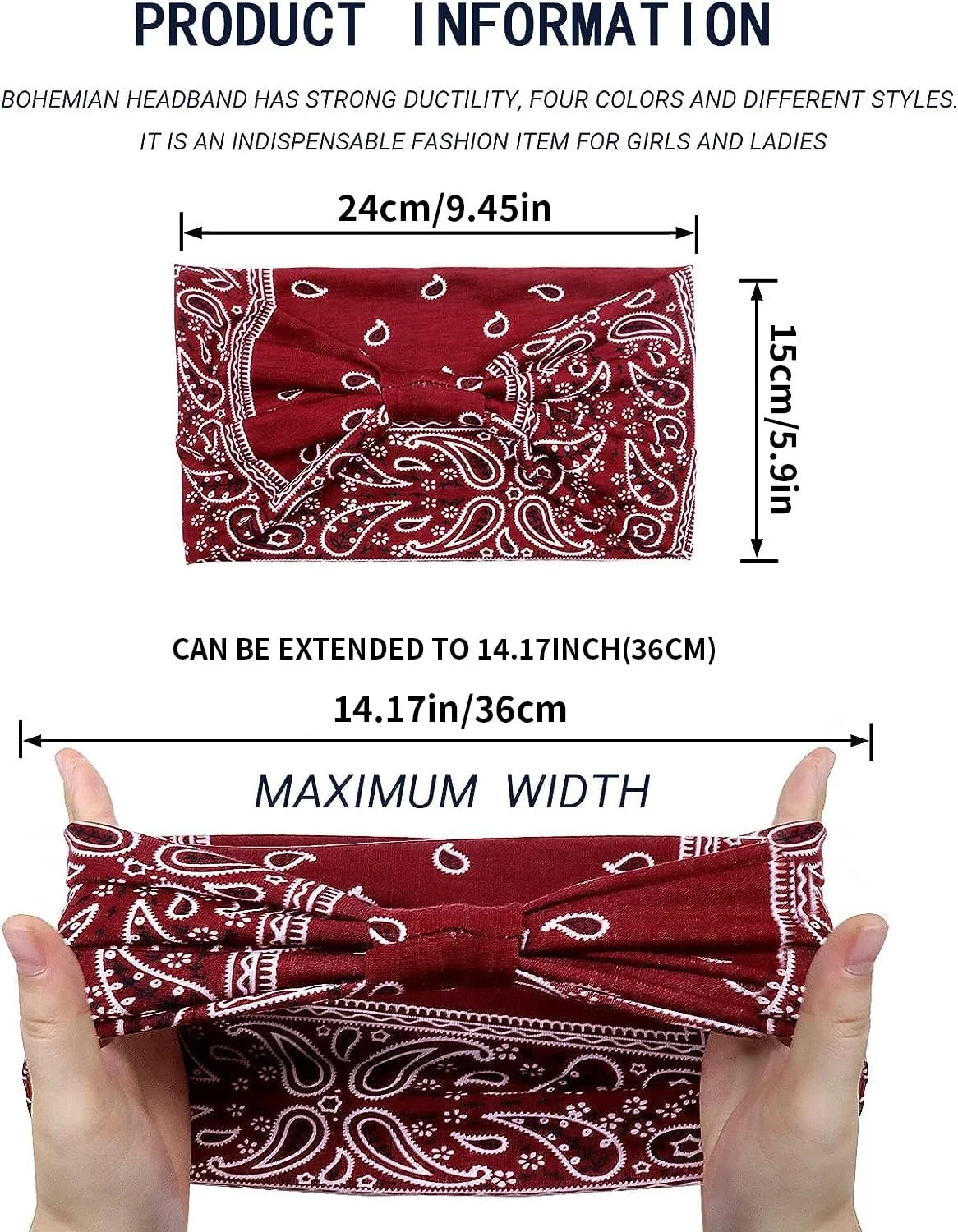 Пов'язка Kavya Широка Еластична М'яка Богемна, фото №2 Пов'язка Kavya Широка Еластична М'яка Богемна, фото №2