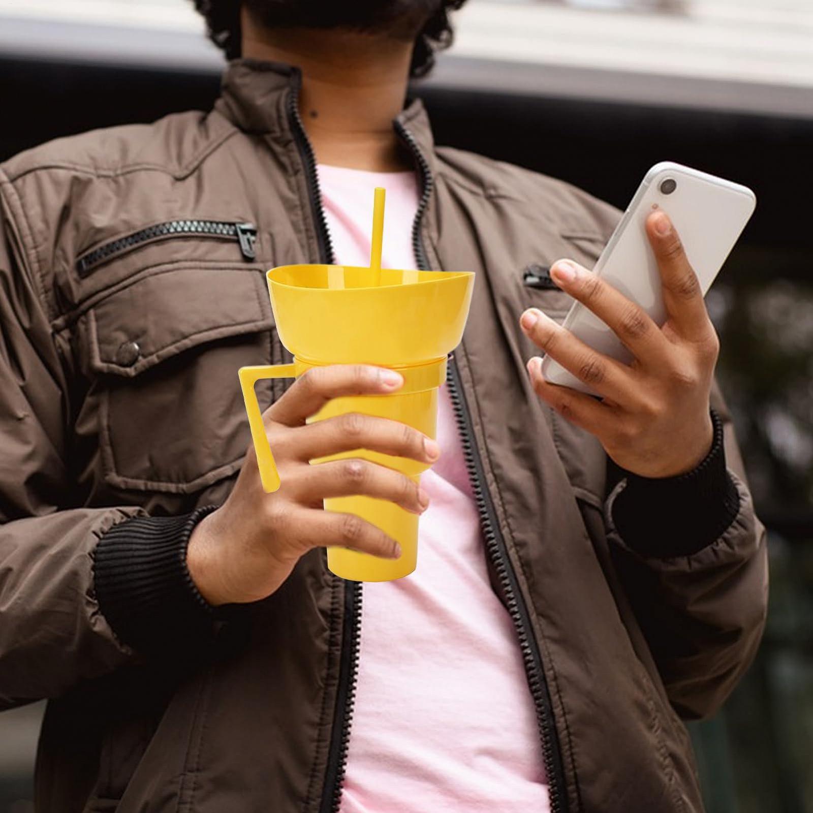 Кухоль-непроливайка Контейнер для снеків та напоїв для автомобіля, кінотеатру, фото №2