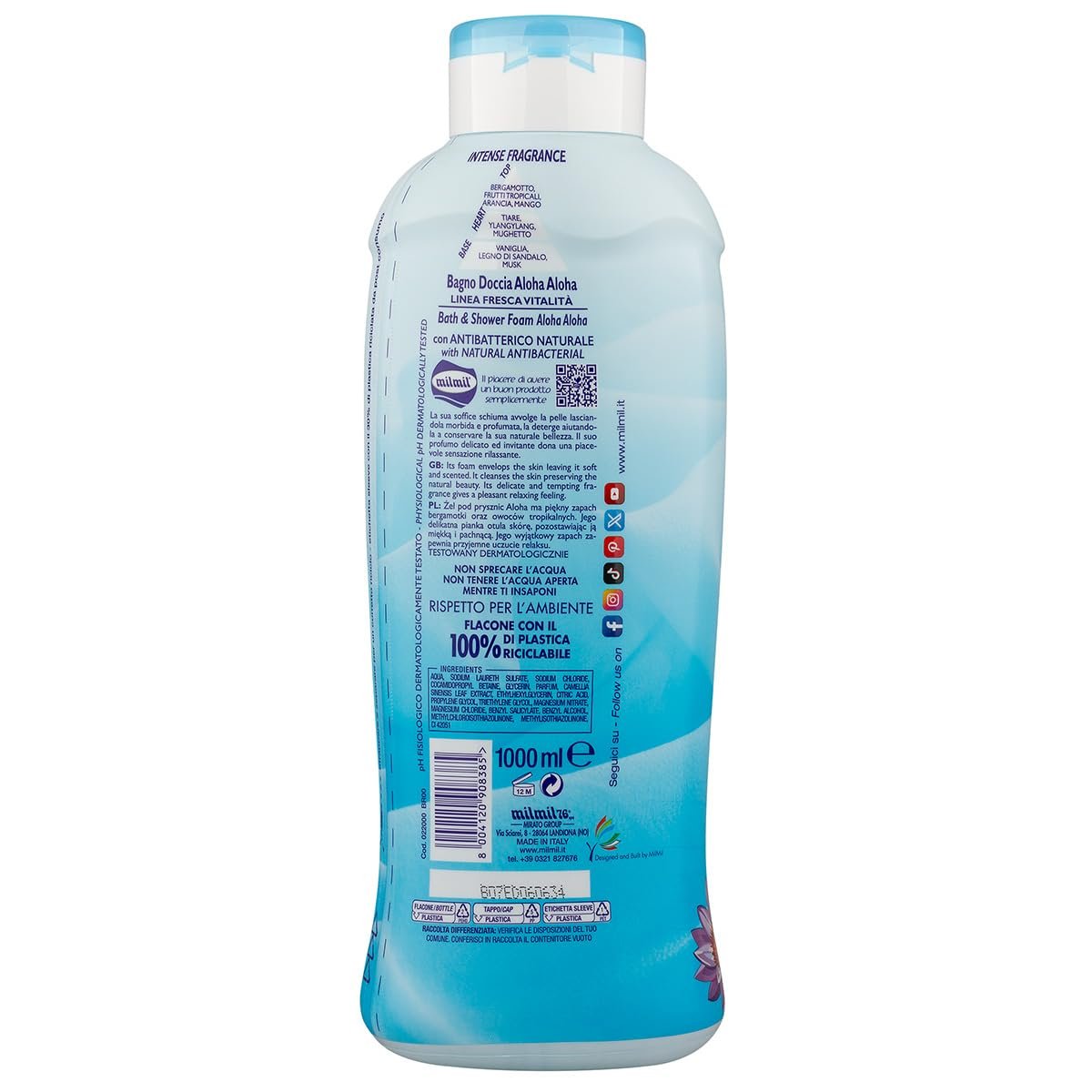 Гель-піна для душу Milmil Aloha Aloha антибактеріальна 1000 мл (6 шт. в упаковці), фото №5