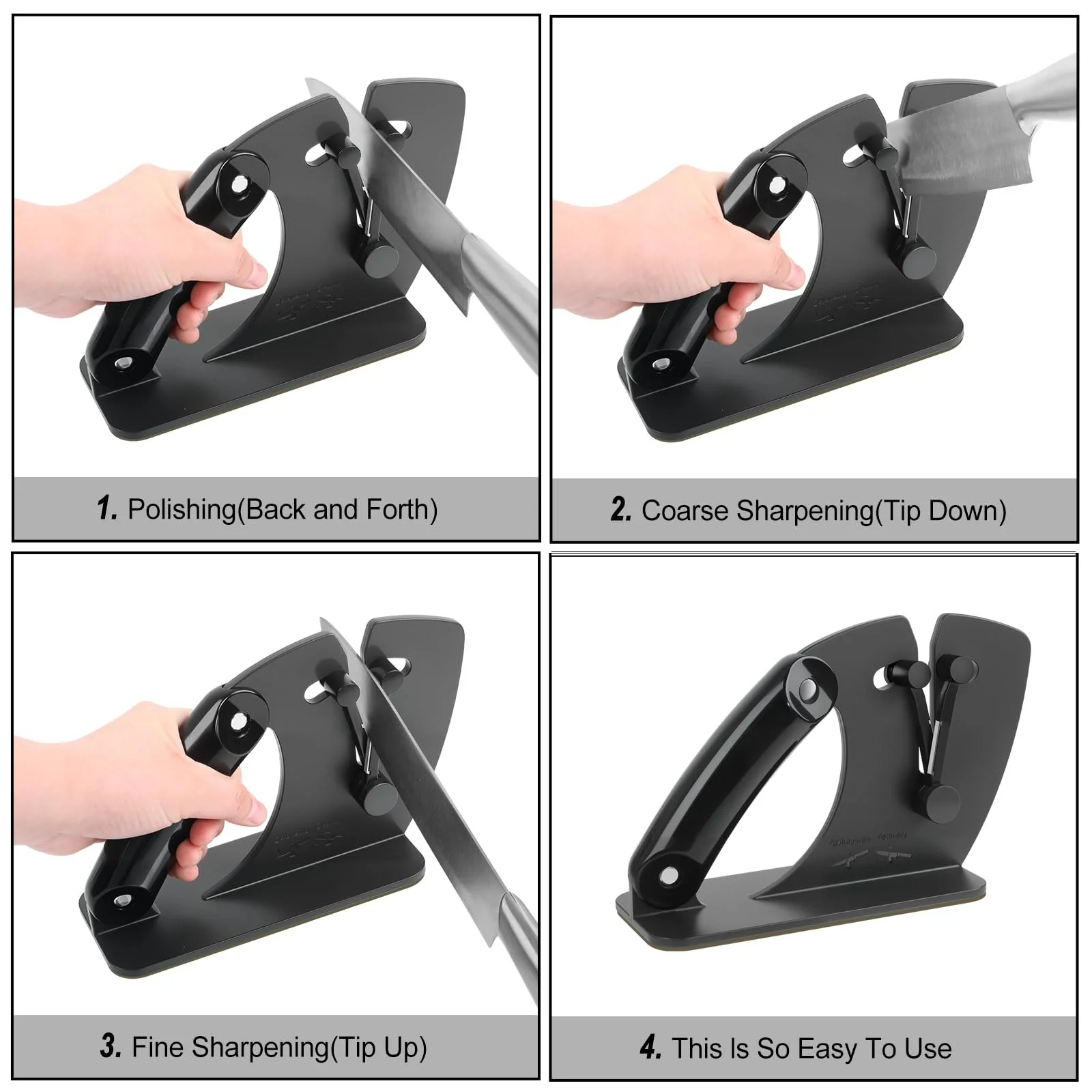 Точило для ножів та ножиць HNCY ручна регульована 22–46° чорна, фото №6