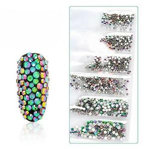 Стразы Без термофиксации Стекло SS3-SS12 1440 шт. Кристалл AB Прозрачный / Зелёное пламя - Фото 1