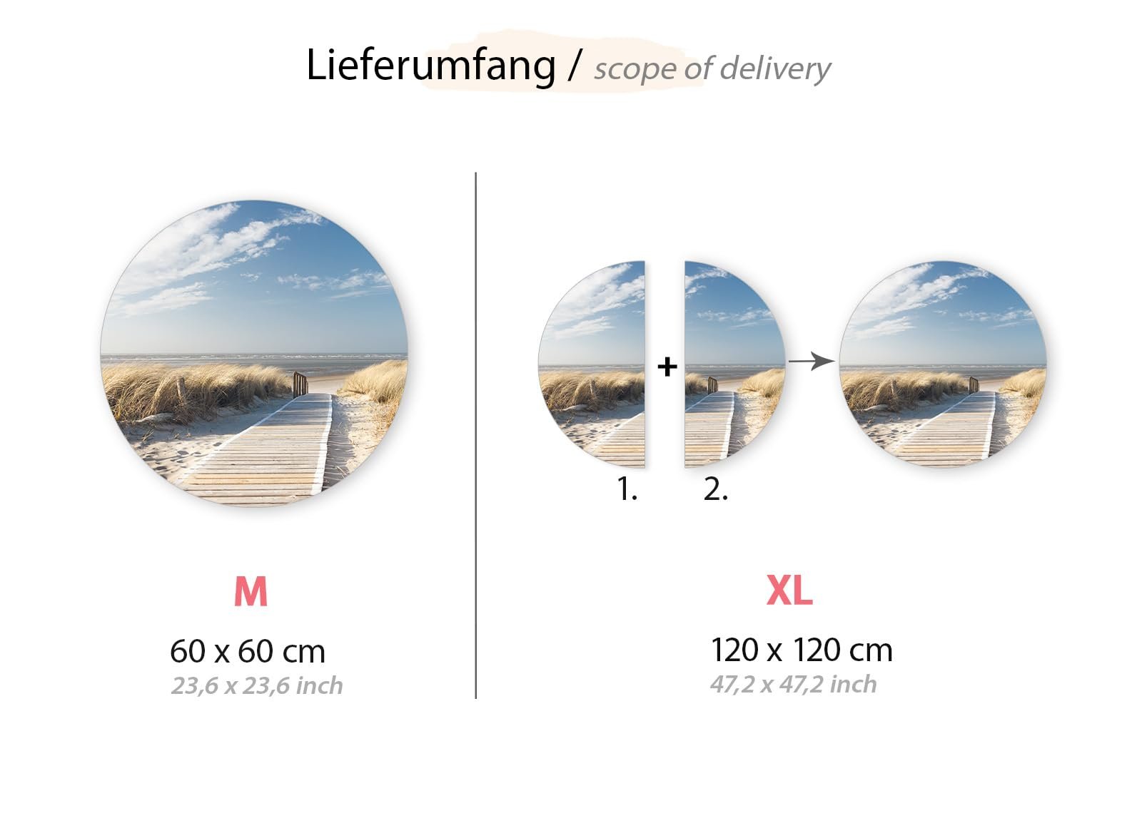 Наклейка на стіну Grandora DL706-2 Sea Beach Кругла Самоклейна 60 см, фото №3