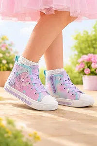 Кеды Disney Stitch для девочек, высокие или низкие, из холста или полиэстера, со светодиодной подсветкой или без нее, на шнуровке или с застежкой-молнией, размеры 8-2 synthetic.ua - Фото 1