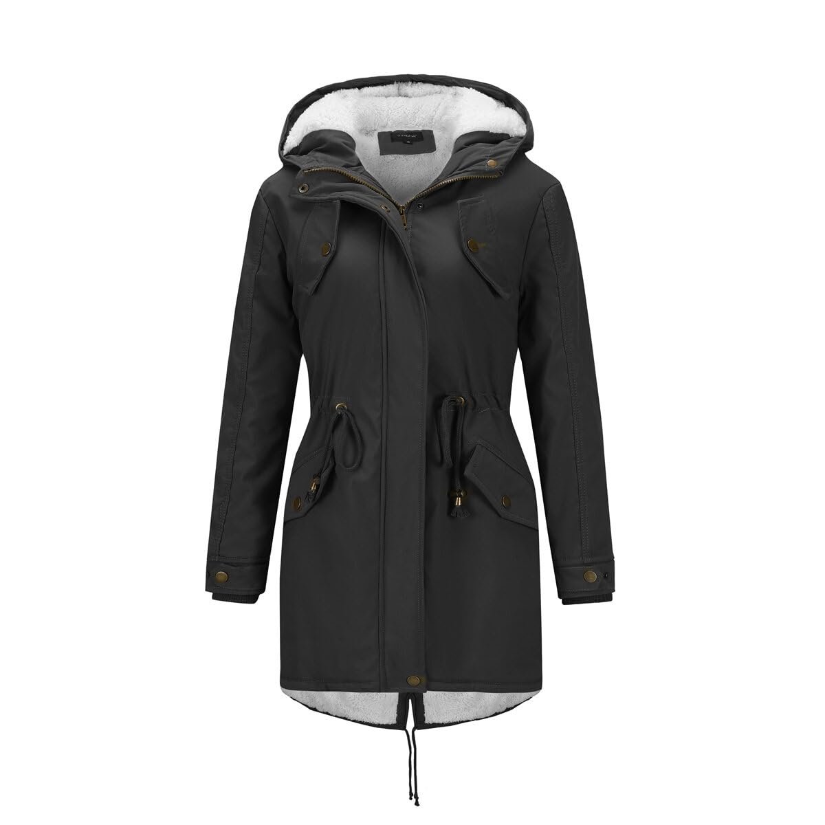 Пальто YYNUDA Зимове, утеплене, середньої довжини, парка з хутряним капюшоном, товсте, фото №1