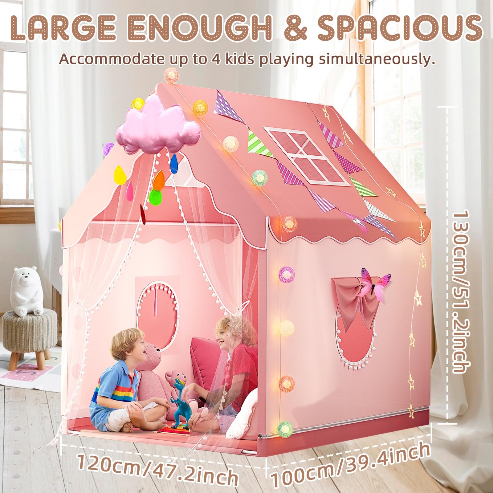 Детская палатка Star Lights & Mat Large Princess с окнами девочки, фото №2