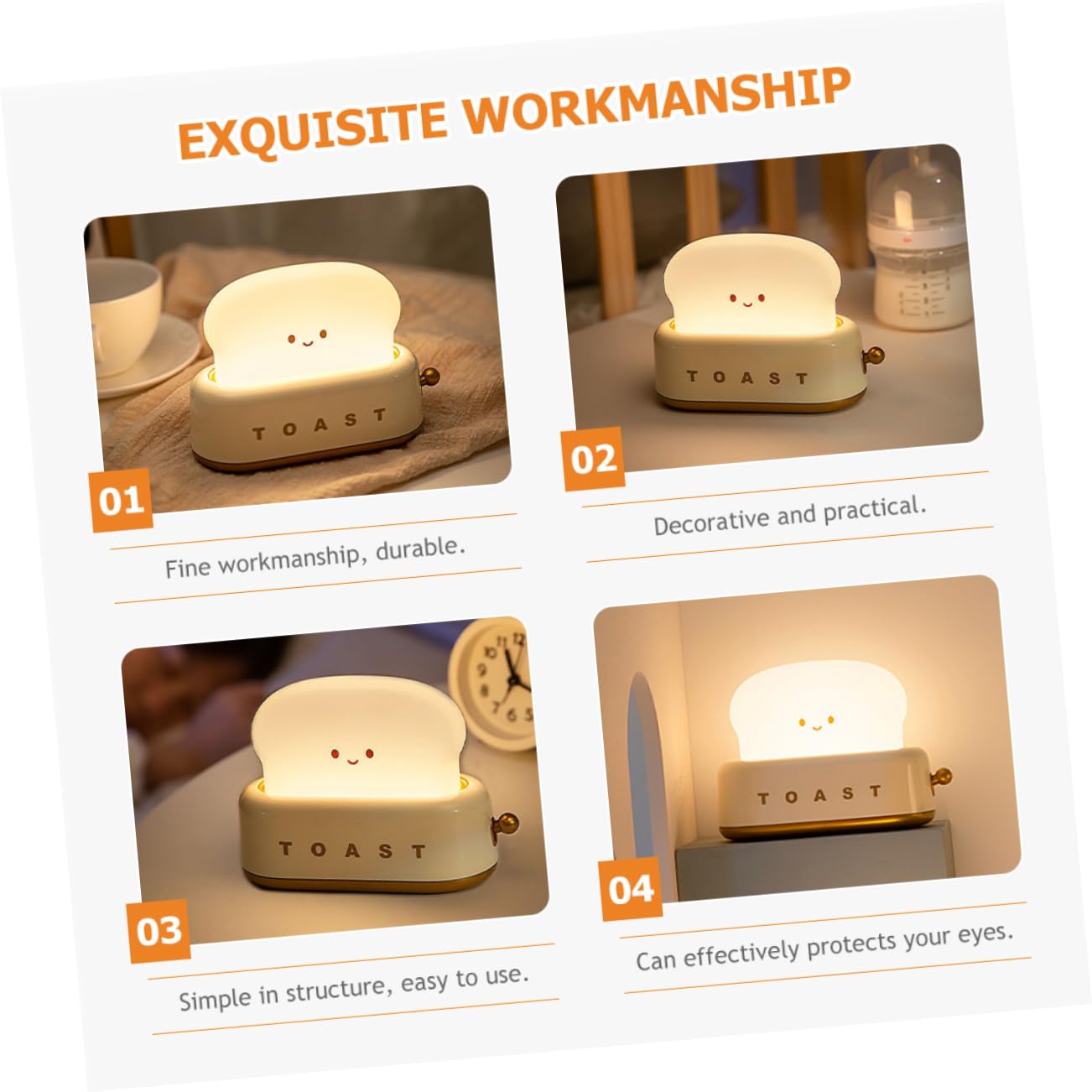 COOLHIYA Светильник Toaster Night Light для спальни детский розовый, фото №4