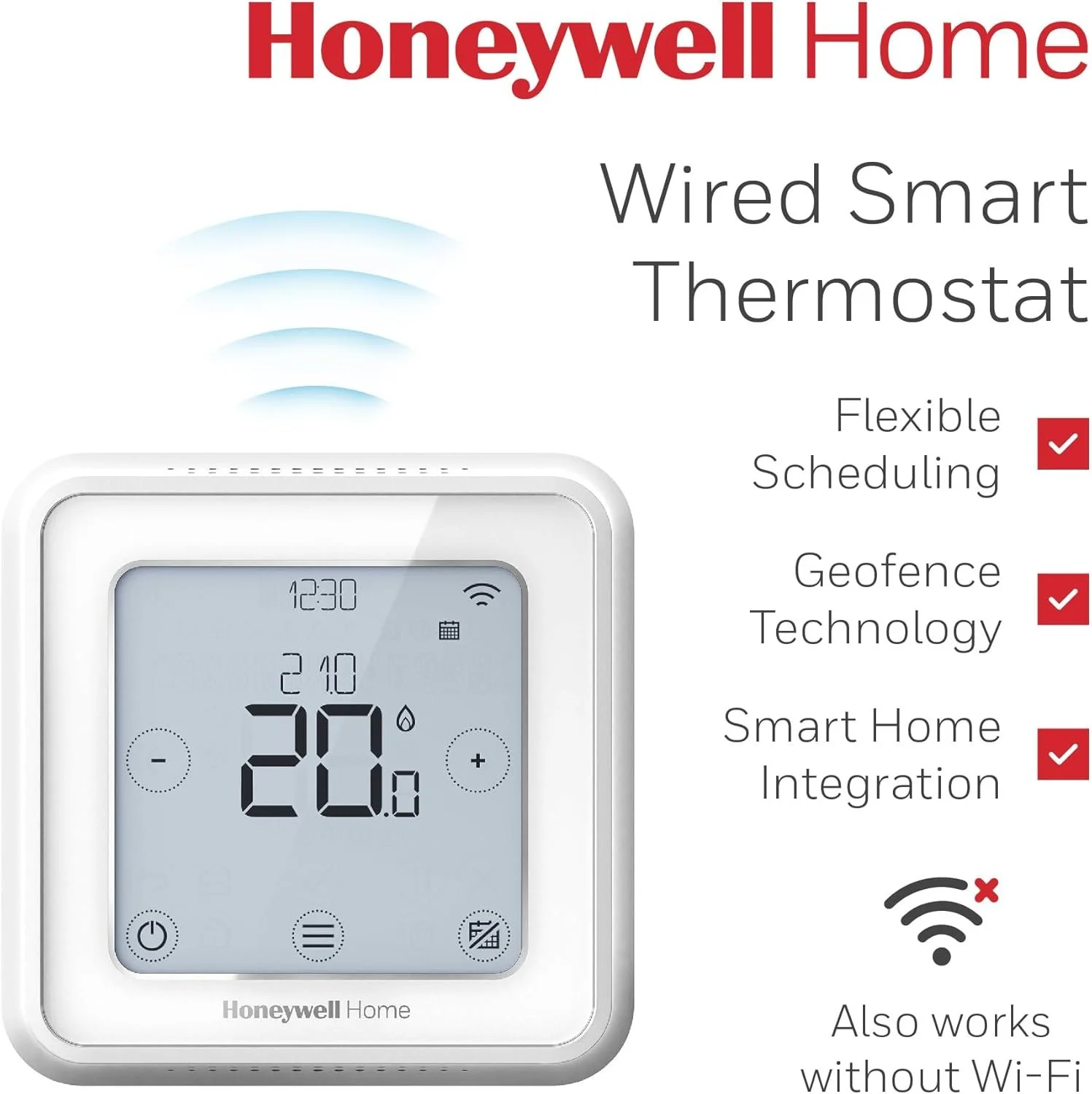 Розумний термостат для дому Honeywell Home T6 Wi-Fi Білий, фото №3 Розумний термостат для дому Honeywell Home T6 Wi-Fi Білий, фото №3