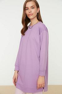 Женский вязаный свитшот TRENDYOL Basic с воротником стойкой, сиреневый synthetic.ua - Фото 1