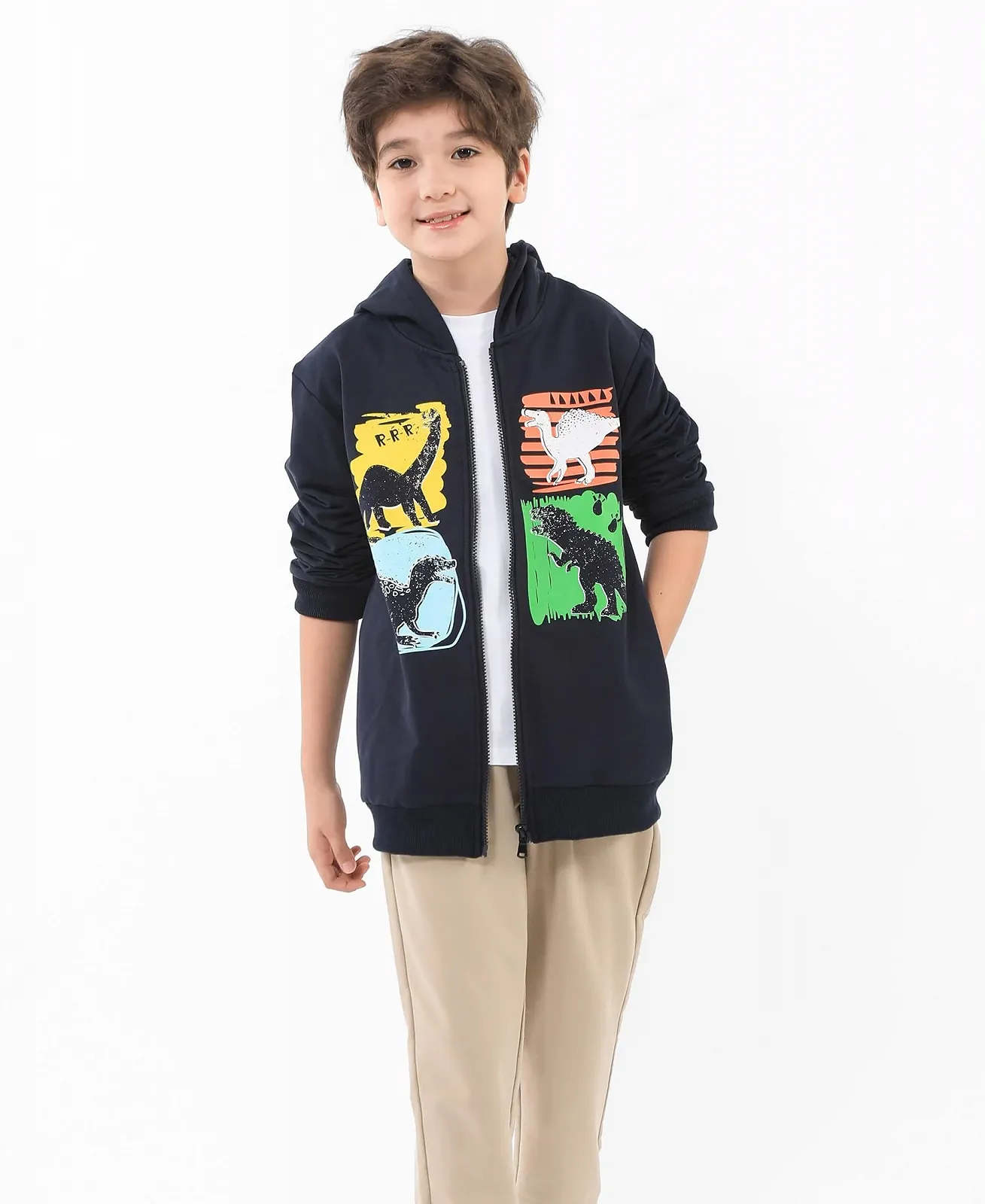 Куртка с капюшоном Codkkre для мальчиков, детская спортивная куртка на молнии, толстовка с капюшоном для мальчиков, толстовка с динозавром на молнии, 2-11 лет, фото №2