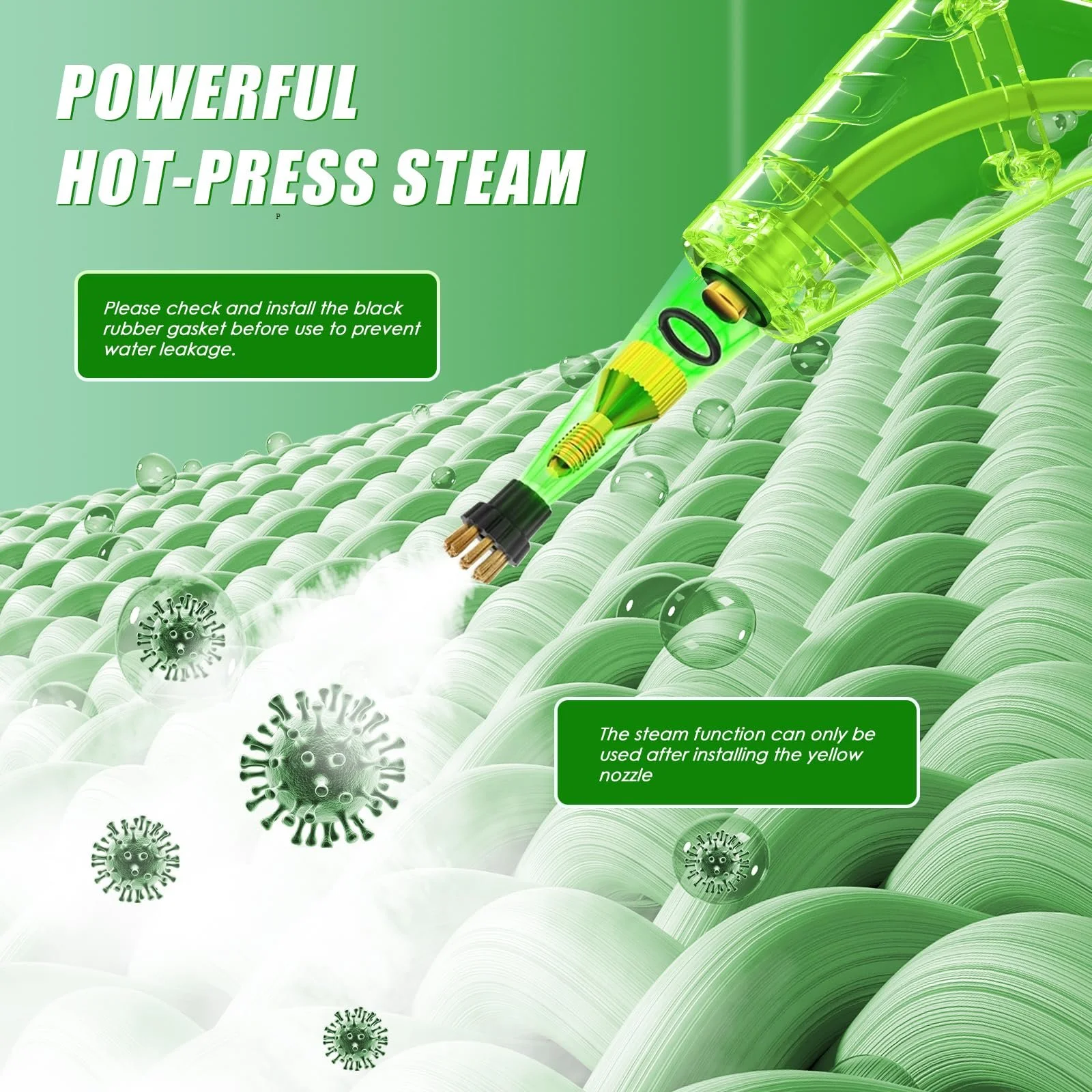 Ручний пароочисник 2200 W 1200 ml 10 аксесуарів портативний, фото №2