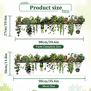Наклейка на стіну Рослини Зелене листя Підвісна ліана Квітковий горщик synthetic.ua - Фото 1