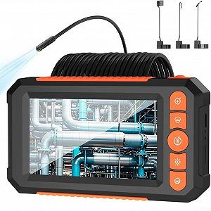 Эндоскоп Oniissy 4.3" HD 1080P с одним объективом, IP67, водонепроницаемая змеиная камера со светодиодами и двойным объективом для осмотра автомобильных двигателей и санитарных помещений (одна головка - 10 метров) - Фото 1