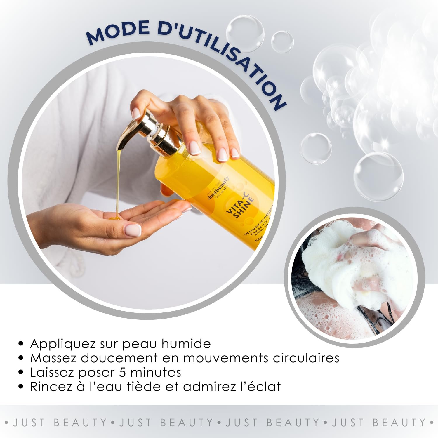 Гель для душу Vita C Shine Brightening Освітлюючий, з вітаміном C, ніацинамідом, коєвою та гіалуроновою кислотами, 620 мл, фото №3