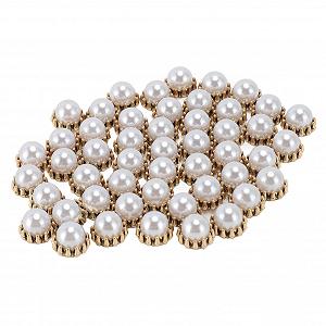 Жемчуг для ногтей 3D, 50 шт, искусственный, с золотистой металлической основой synthetic.ua - Фото 1