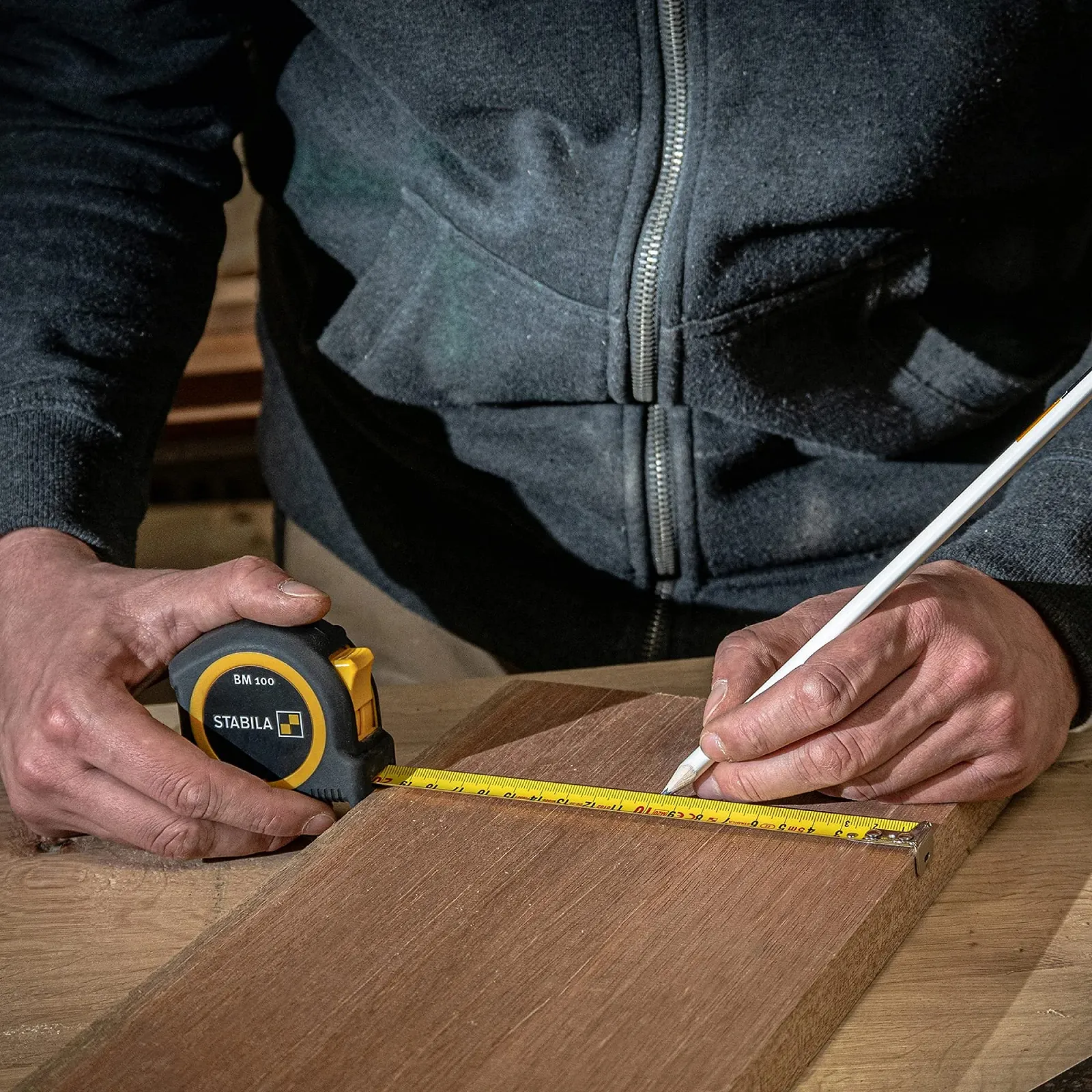 Рулетка STABILA BM 100, 5 м (10 дюймов), с шкалой см/дюйм, ударопрочный корпус ABS, фото №6