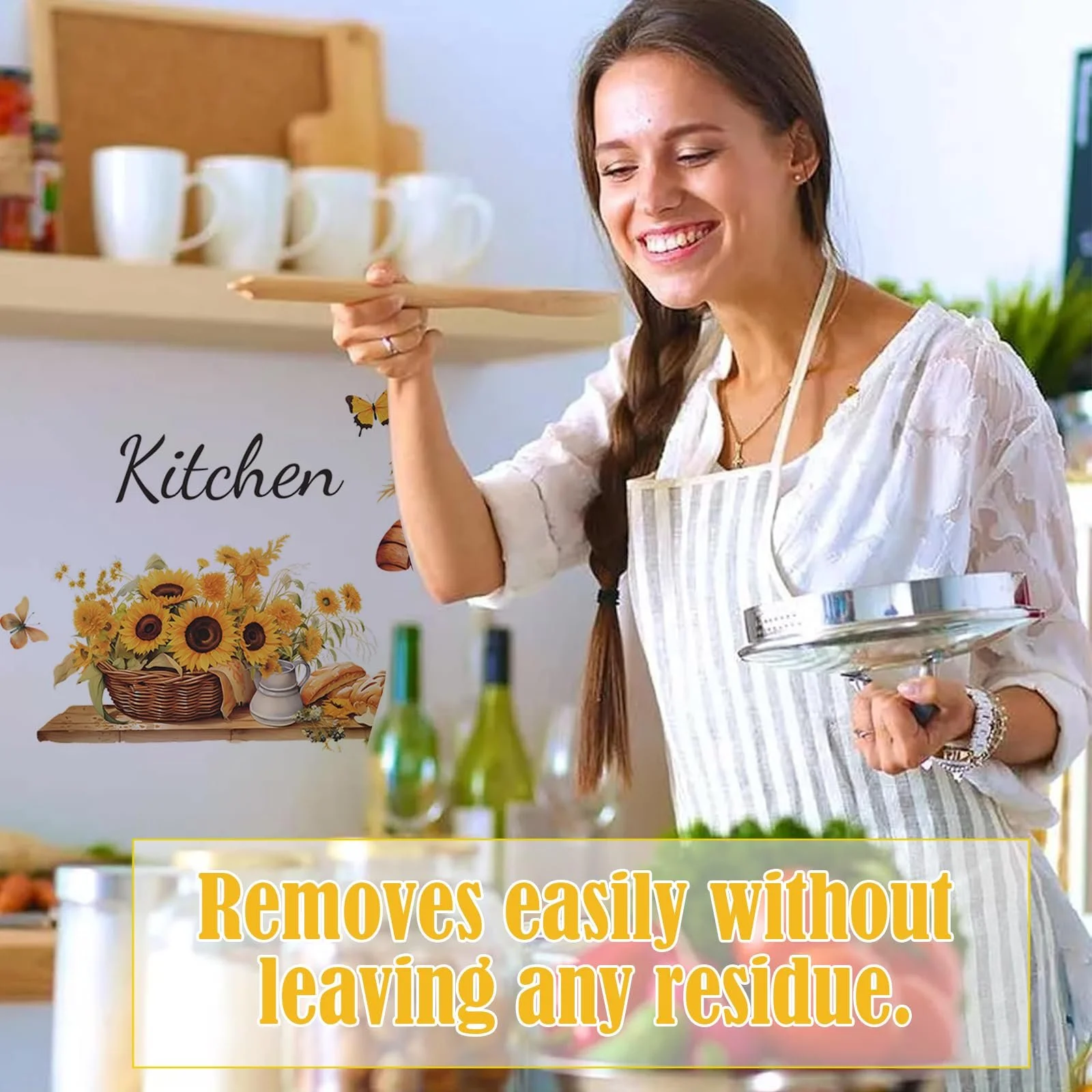 Настінна наклейка Kitchen Sunflowers Самоклеюча 30x60 см 2 шт., фото №5