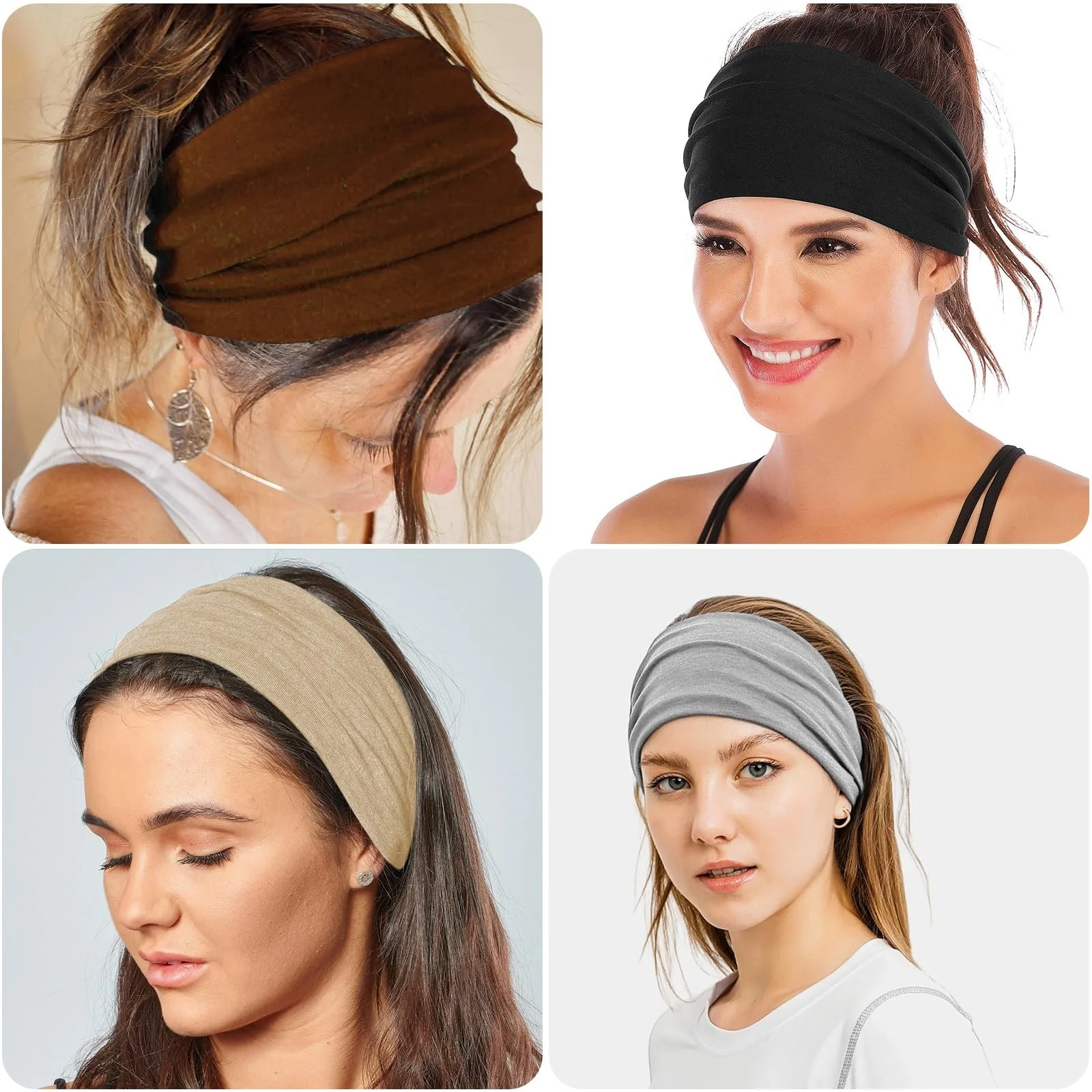 Набор эластичных широких женских повязок для волос., фото №7