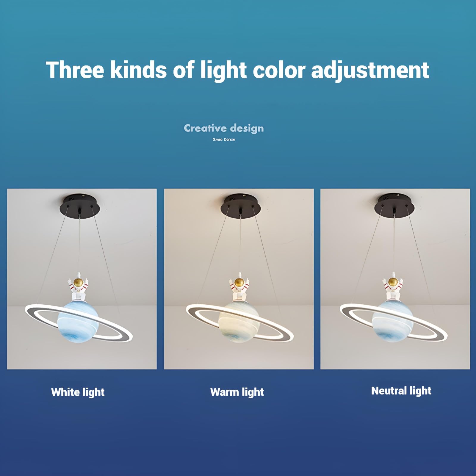 Світильник Xiyocadt Astronaut Дитяча Кімната, Планетарний Світильник Стеля З Пультом Дистанційного Управління Затемнюваний 40 Вт LED Круглий 45 см Помаранчевий, фото №5