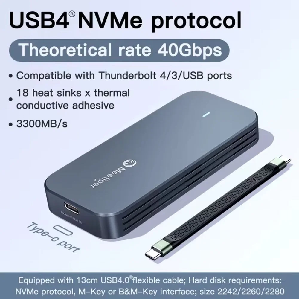 Зовнішній адаптер Meetiger PNU4-SE 40Gbps M.2 NVMe SSD to USB4, фото №8