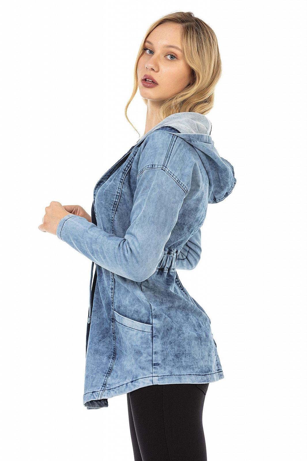 Джинсовая Куртка Cipo & Baxx Женская Короткая с Капюшоном Переходная Дenim WJ115, фото №4