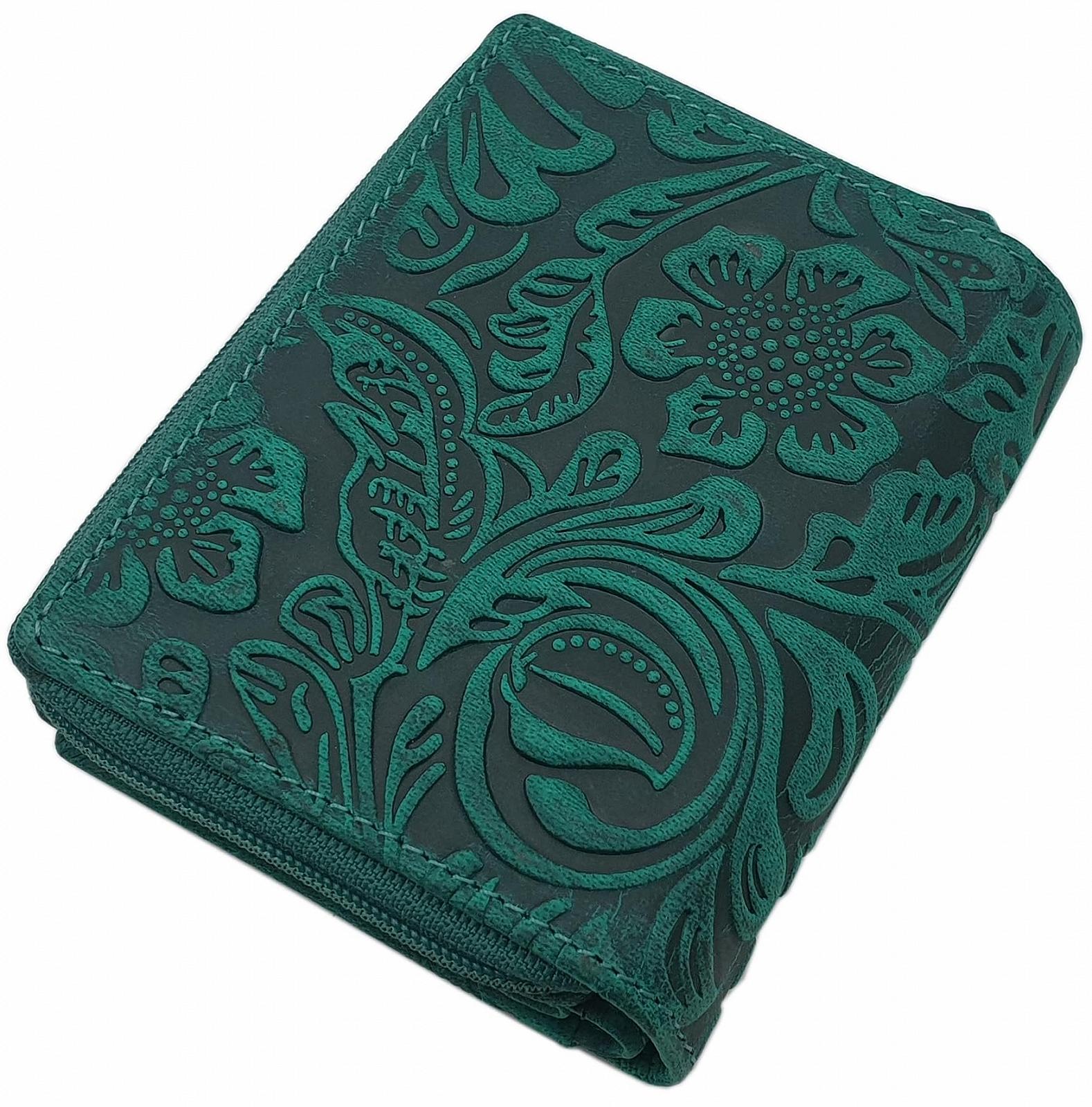 Кошелек женский Myledershop Маленький Buffalo Full Leather Портретный RFID & NFC защита, petrol, фото №2