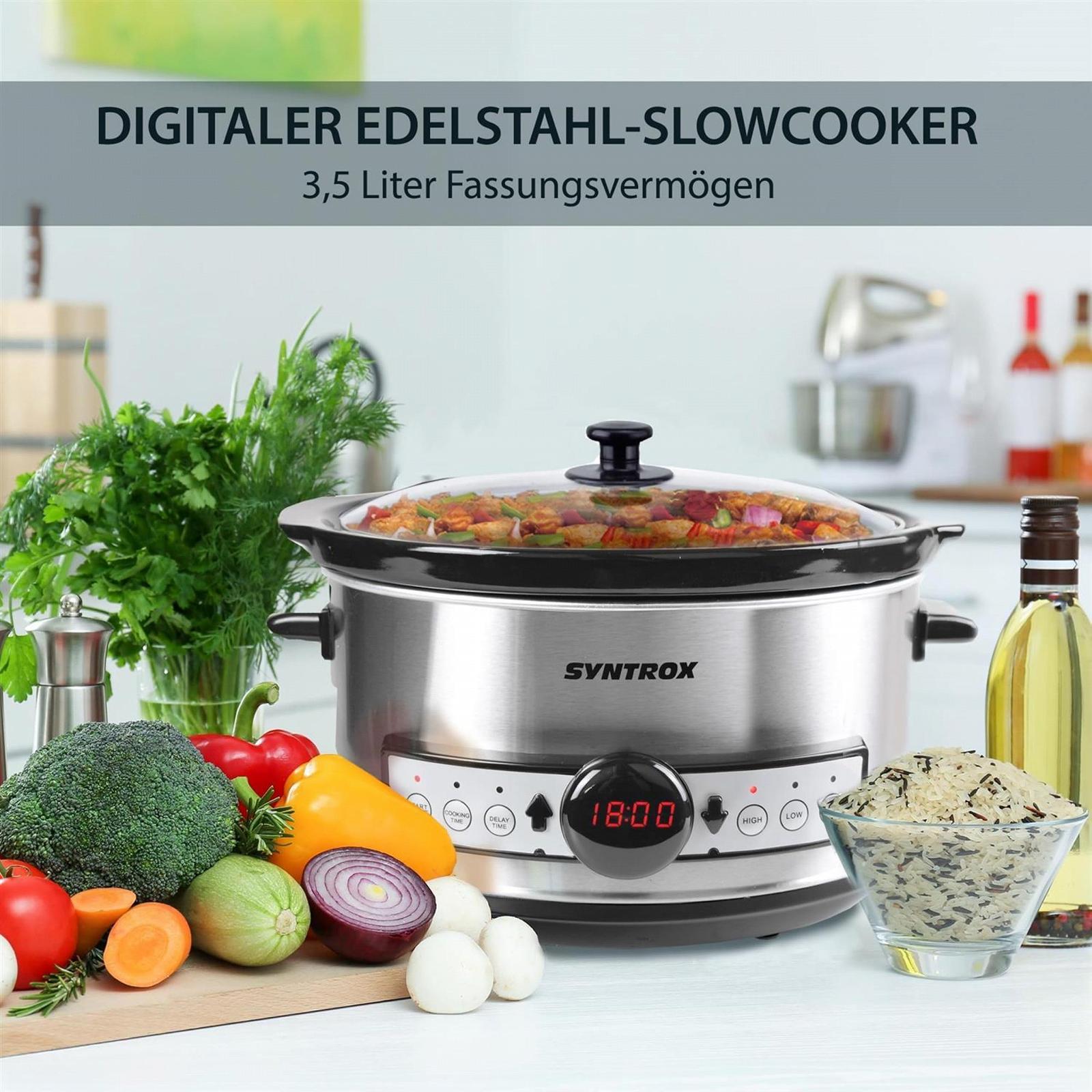 Повільноварка Syntrox Germany Balmsi 3.5 L Таймер Керамічний Внутрішній Горщик Непроливні Ніжки, фото №2