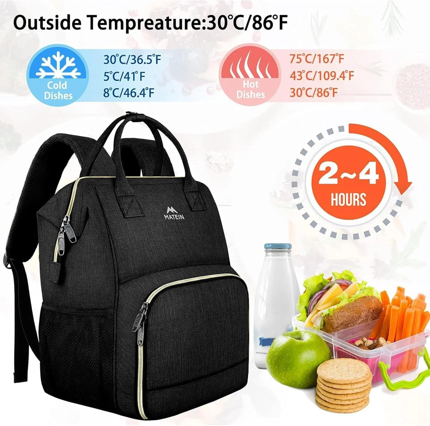 Рюкзак для ноутбука MATEIN Lunch 15.6" с термоотсеком и USB, фото №3 Рюкзак для ноутбука MATEIN Lunch 15.6" с термоотсеком и USB, фото №3