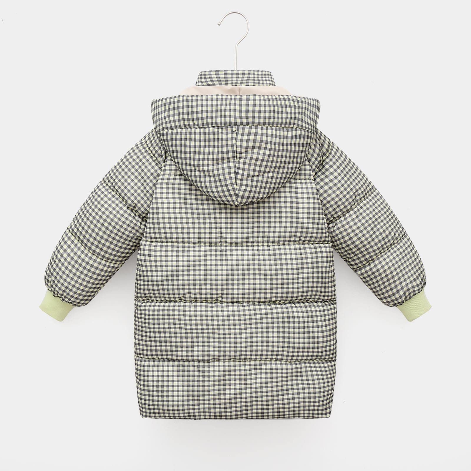 Пуховик Ybing Картатий Для дівчинки Середньої довжини, фото №5